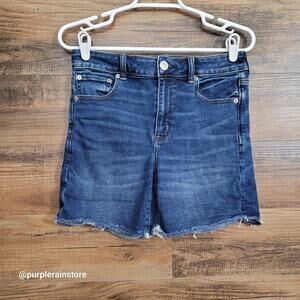 American Eagle Hi Rise Midi Shorts Size 6 Super Stretch Medium Dark Wash NWOT